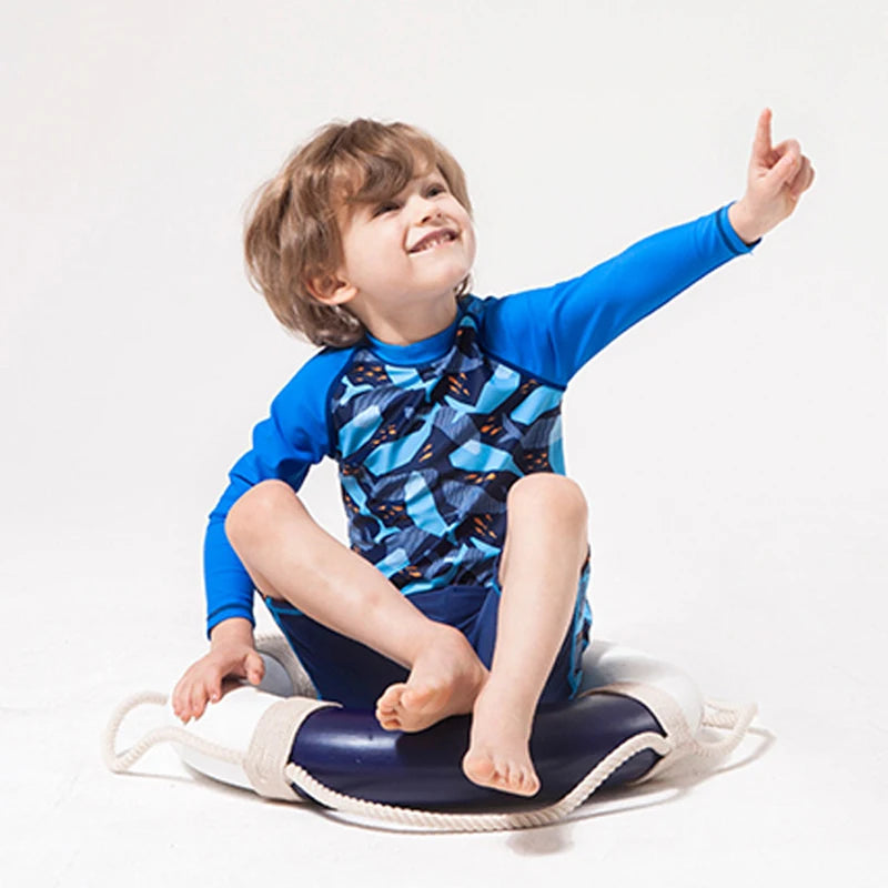 2025 Boys Swim Wear Two Pieces Set 3 to 4 5 6 7 8 9 10 11 12 Years Toddler Shark Print Infantil Long Sleeve Kids Swimming Suits
