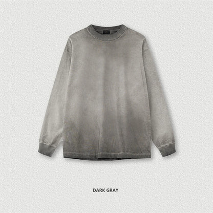 ZODF 2024 Autumn Men's Washed Cotton T-Shirt Unisex Oversized Distressed 250gsm Long Sleeve O Neck T Shirts Tees HY0921