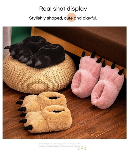 New Animal Claw Shoes For Adults, Warm And Casual Cute And Cute Plush Toys All Inclusive Flat Slippers Wholesale