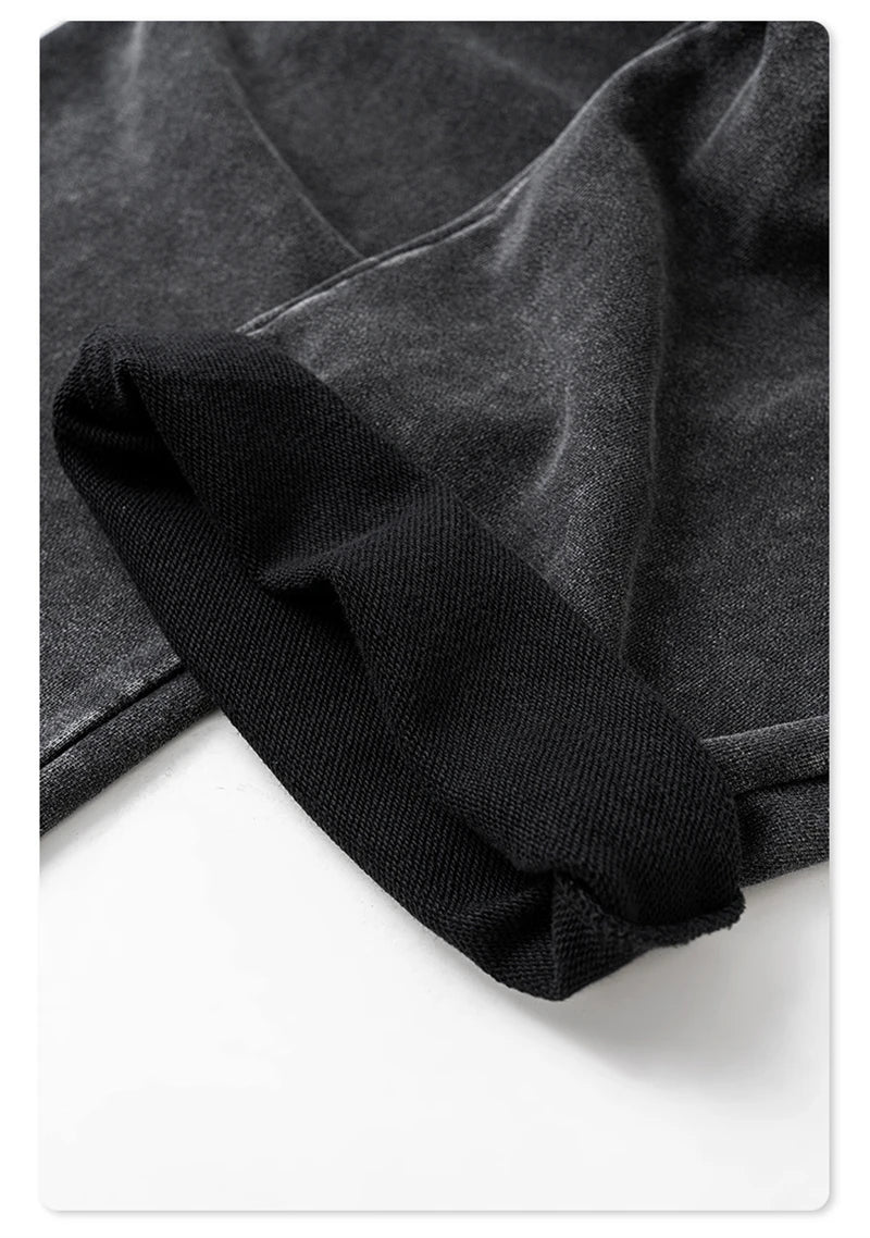 ZODF Retro 2024 Winter Patchwork Pants For Men Unisex Washed High Street 370gsm Oversized Double Knees Straight Trousers HY0878