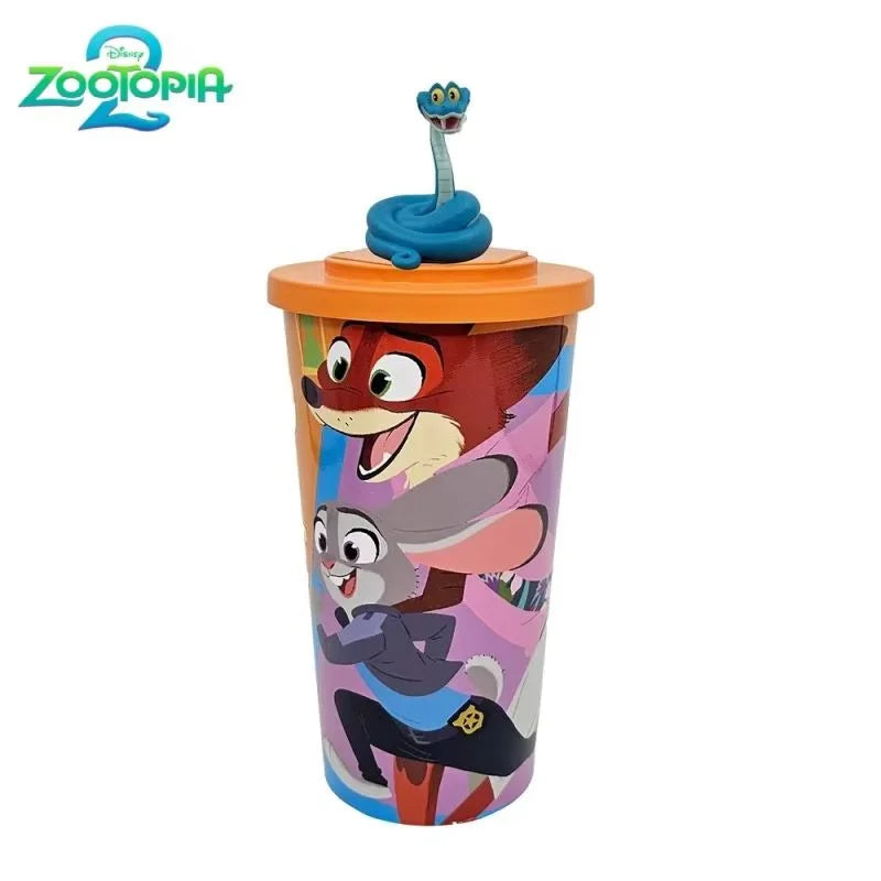 【HOT】Zootopia 2 Disney Movie Shaped Water Cup Nick Judy Cartoon Styled Cups With Crossbody Strap Kawaii Birthday Girl Boy Gifts
