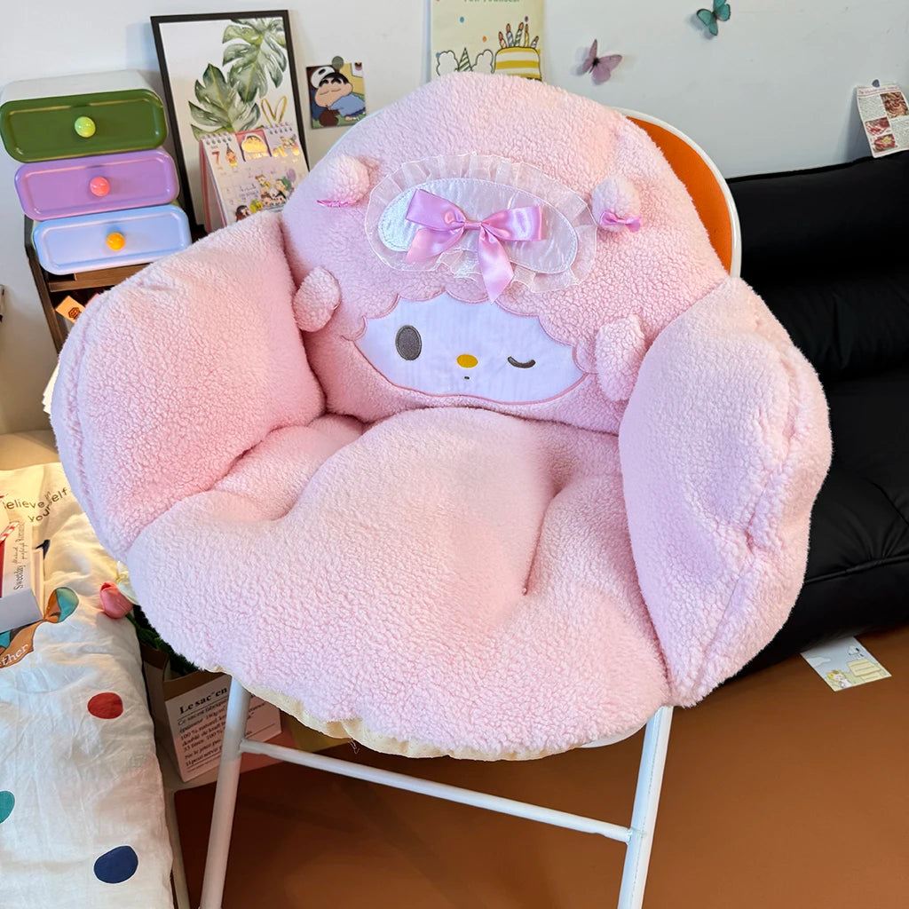 Kawaii My Sweet Piano Plush Seat Cushion Full Coverage Sitting Cushion Chair Soft Fluffy Cute Pink Decor for Bedroom Living Room