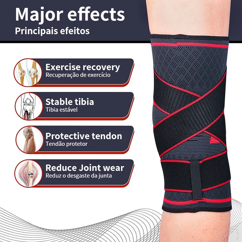 1pc Dual-Purpose Pressurized Knee Pad with Detachable Strap for Fitness Running and Pain Relief - black / L