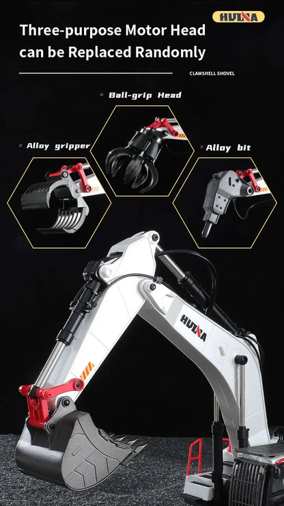 Huina 1594 22 Channels Large Remote Control Excavator 1/14 Electric Heavy Duty RC Excavator for Children Toys Model