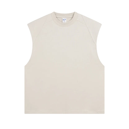 ZODF Trendy Men Summer Solid Cotton Tank Tops Unisex Oversized 275gsm Patchwork Sleeveless Tees Vests HY1051