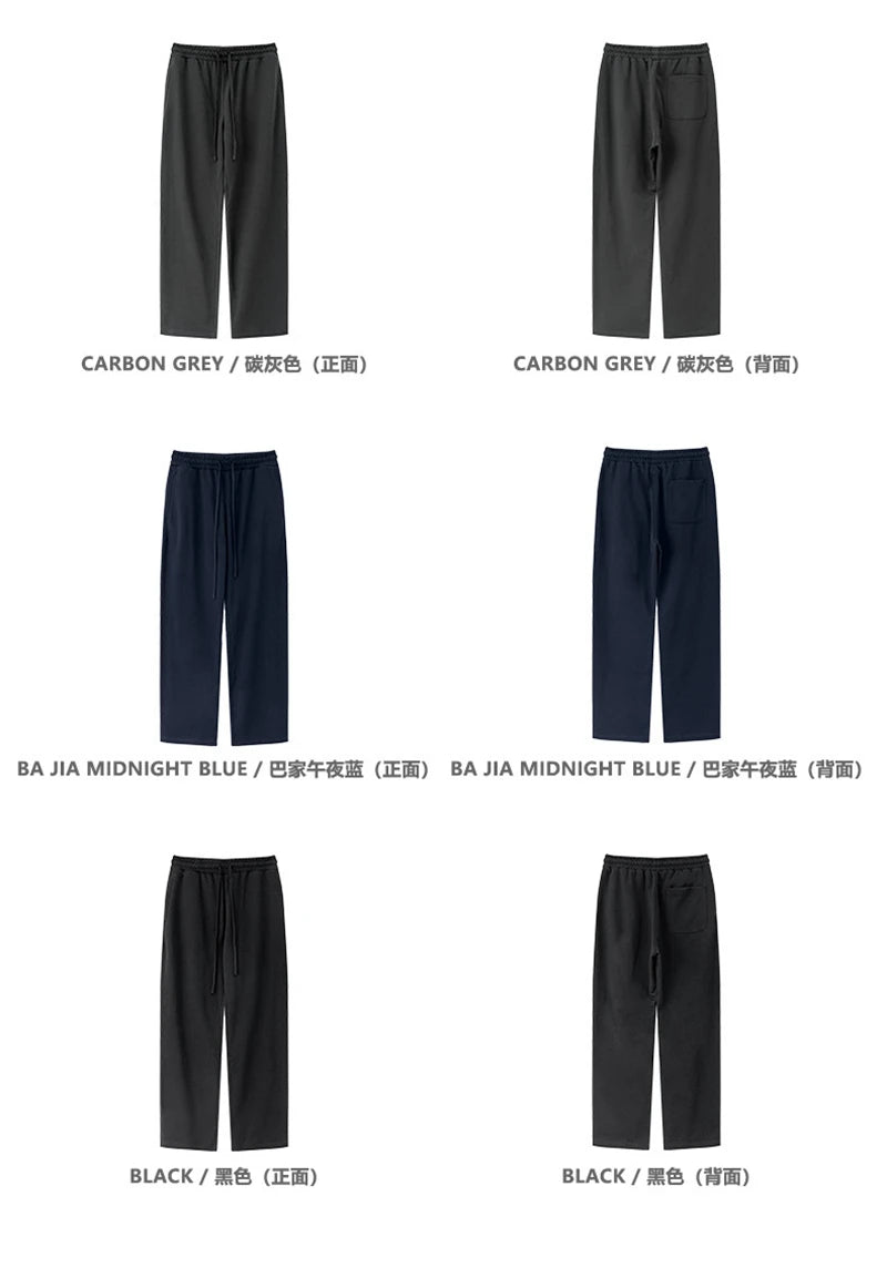 ZODF Trendy Autumn Men 360gsm Solid Straight Pants Unisex Basic Loose Terry Sweatpants Trousers HY0950