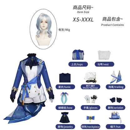 Genshin Impact Furina Cosplay Costume Set Polyester - Full set with wig / XXL