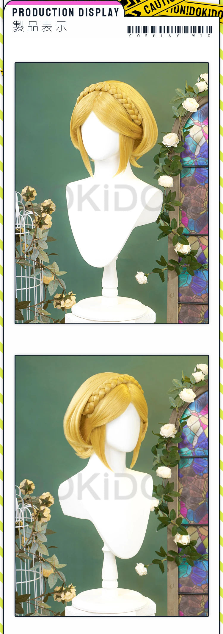 IN STOCK Princess Wig Game Cosplay DokiDoki Wig Women Cartoon Long Short Yellow Linkk Princess Cosplay Hair Free Cap Wig