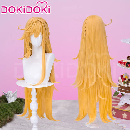 IN STOCK Escoffier Wig Game Genshin Impact DokiDoki Women Orange 80cm Long Hair Escoffier Cosplay Free Wig Cap
