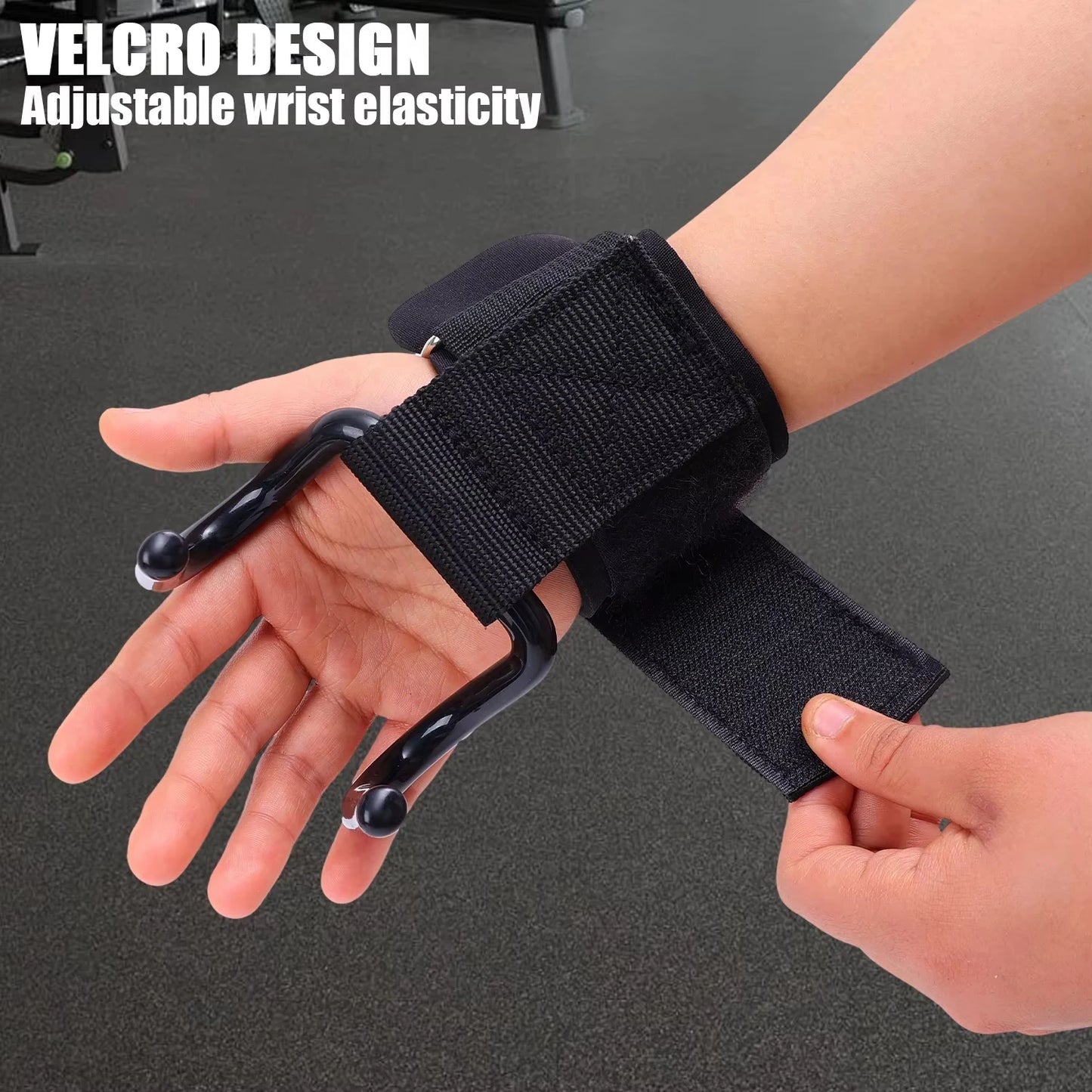Weight Lifting Hook Grips with Adjustable Wrist Wraps for Gym Fitness Pull-Ups Powerlifting Gloves 1 Pair