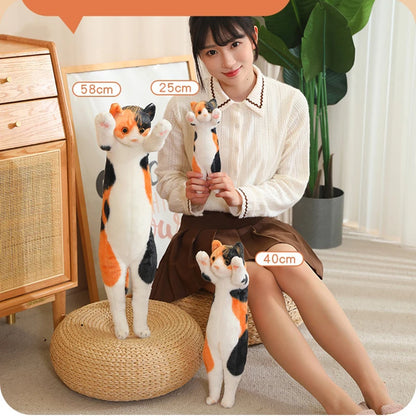 New Arrival Standing Pose Lucky Cat Plushies Kawaii Calico Cat Tabby Cat Super Cute Little Kitten Plush Toy Girl Boy Gift