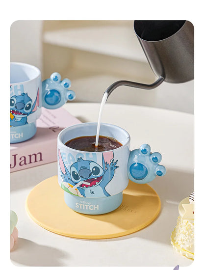 Disney Stitch Mug Office Coffee Cup Stackable Ceramics Mugs High Value Couple Water Cups Student Hot Water Cup Festival Gift