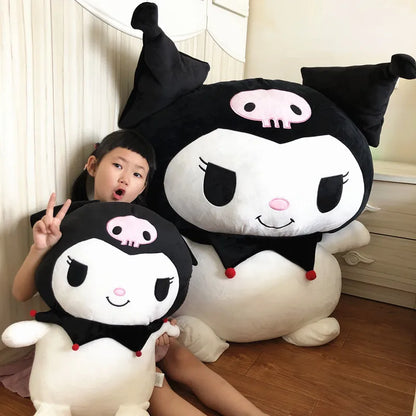 Big Size Sanrio Kuromi Stuffed Doll Melody Cinnamoroll Plush Toy Kawaii Anime Bedside Cushion Room Decoration Xmas Gift For Girl