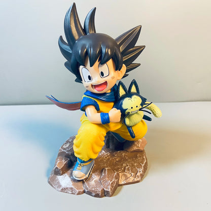 Dragon Ball Childhood Little Goku Hugs Puer Ya Mu Tea Little Follower Figure Doll Pvc Model Statue Collection Toys Ornamen Gift