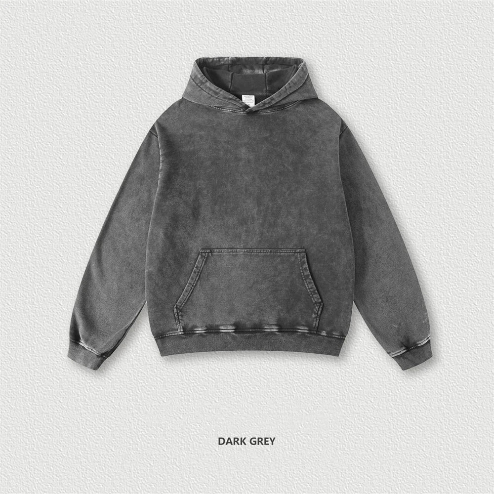 ZODF Retro Men Heavyweight Washed Cotton Hoodies Unisex Loose Thick 420gsm Hooded Sweatshirts Pullovers Coats HY0466