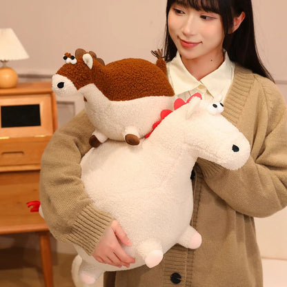Cute Cartoon horse Plush Throw Pillow Toy Anime Stuffed Animals Round Fat Chubby Plushies Cushion Doll For Home Decor