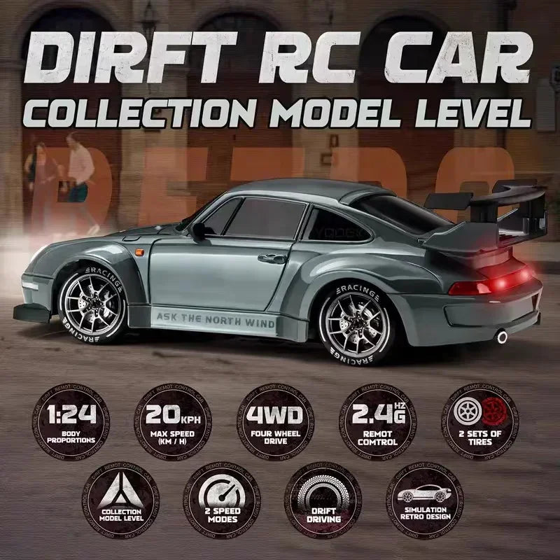 RC Drift Car 1/24 4WD High Speed Remote Control Electric Racing Vehicle for Kids Boys Christmas Gifts