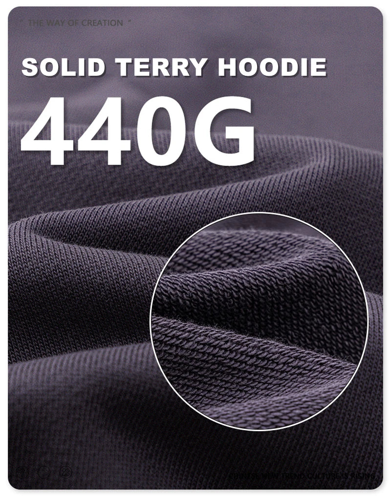 ZODF New Autumn Winter Solid Heavy Weight Hoodies For Men Unisex Basic Loose 440gsm Knitted Hooded Pullovers HY0886