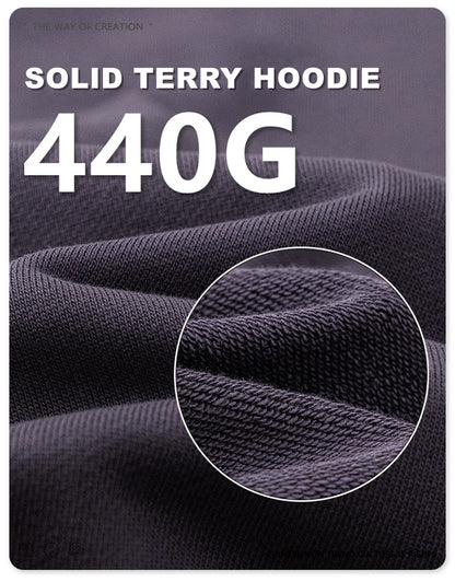 ZODF New Autumn Winter Solid Heavy Weight Hoodies For Men Unisex Basic Loose 440gsm Knitted Hooded Pullovers HY0886