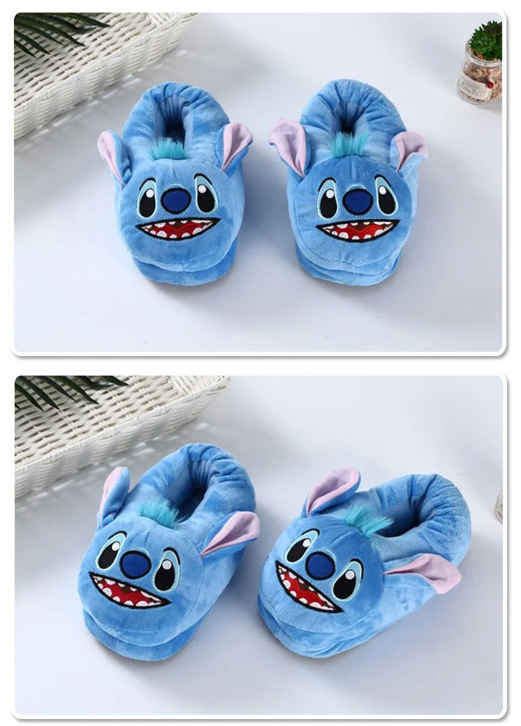 Disney Stitch Cotton Slipper Anime Cartoon Winter Warm Indoor Shoes Toys Plush Stuffed Home Slippers Woman Girl Christmas Gifts