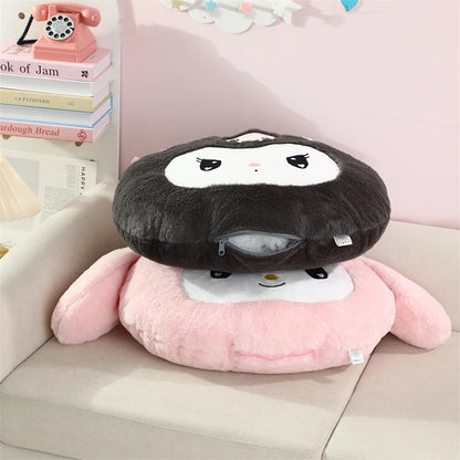 Lovely Kuromi My Melody Plushies Stuffed Anime Headrest Comfortale Soft Cuddly Pillow Cartoon Plush Toy Blanket Xmas Gifts Girl