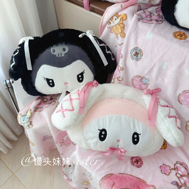 Sanrio Lolita My Melody Headrest Back Cushion Car Seat Belt Cover Stuffed Anime Kuromi Cuddly Pillow Plushies Xmas Gifts Girl