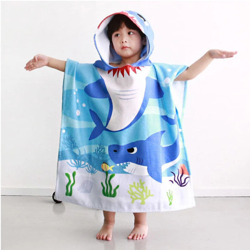 Bath Robe for Kids Bathing Towels Boys Hooded Microfiber Unicorn Beach Towel Robes Girls Stitch Cape Towels Poncho