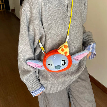 New Disney Stitch Cartoon Plush Backpack Cute Winter Gift For Girls Stuffed Animal Toy Plushie Bag Kids Carry-On Satchel