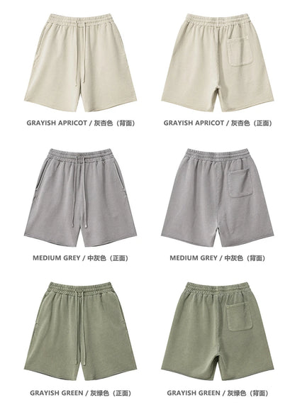 ZODF Retro Summer Washed 370gsm Cotton Shorts For Men Unisex High Street Loose Edge Distressed Solid Shorts Brand Clothes HY1023