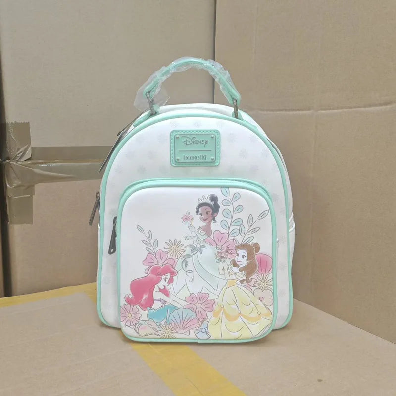 Loungefly Disney Princess Schoolbag Belle Ariel Tiana Cartoon Anime Large Capacity Lightweight Backpack Homecoming Season Gift