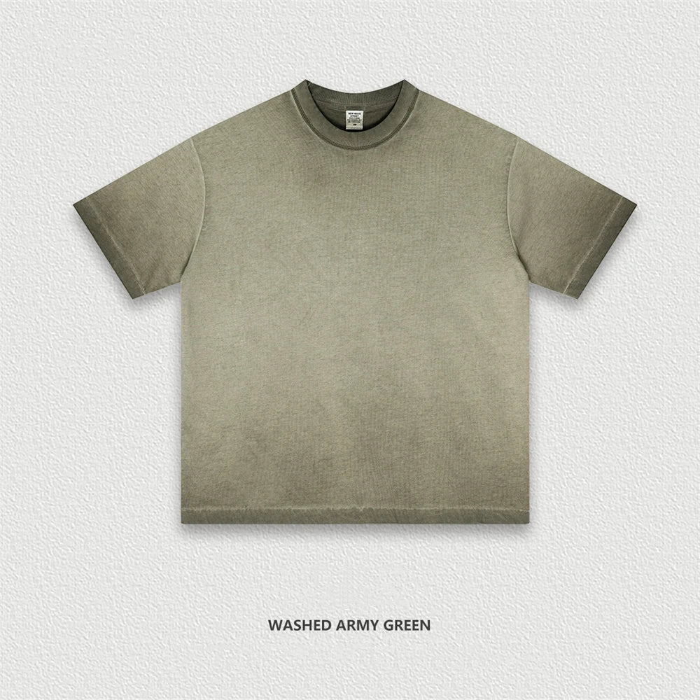 ZODF 2025 Summer Washed 275gsm Solid Cotton T-shirt For Men Unisex Oversized Short Sleeve T Shits Brand Tops HY0981