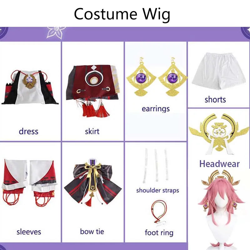 HOMCHEE TRENDS Genshin Impact Yae Miko Cosplay Set Adult Cotton Polyester