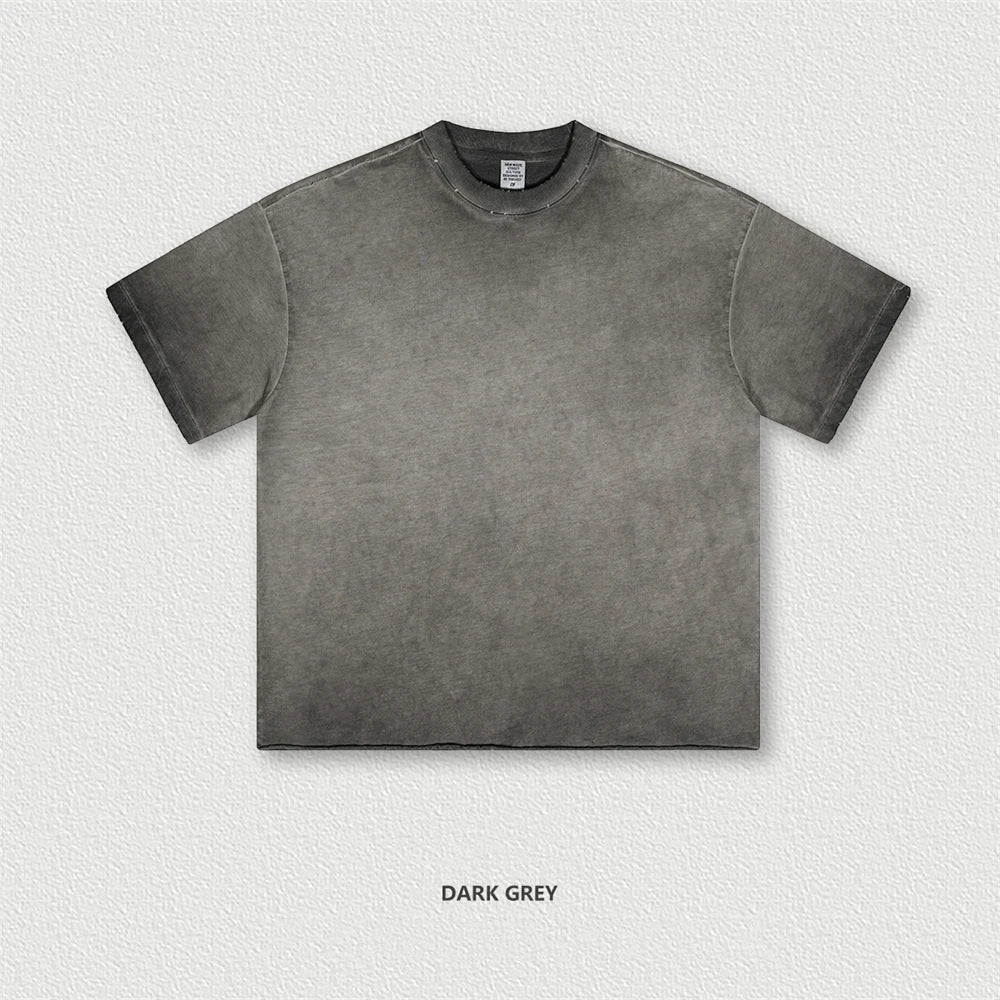 ZODF Fashion 2024 250gsm Washed Distressed T-Shirts For Men Unisex Women Retro Cotton Relax Fit T Shirt Brand Tees HY0838