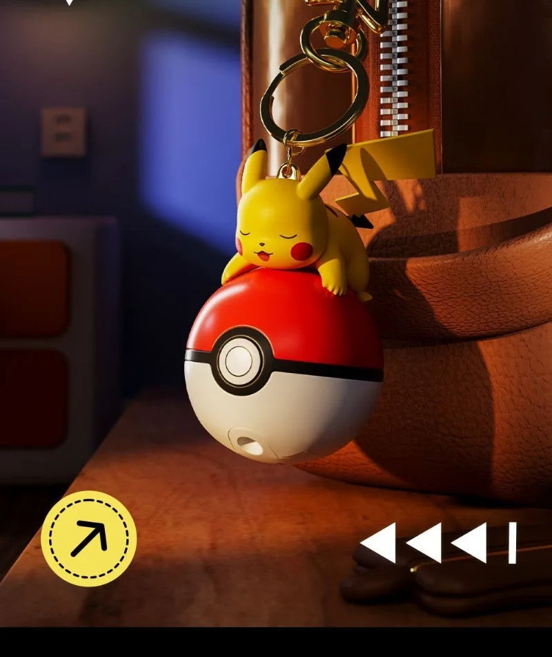 Original Pikachu Keychain with Light 7cm Cartoon Anime Doll Keyring Ornament bag decoration KeyChain Jewelry Pendant for Kids