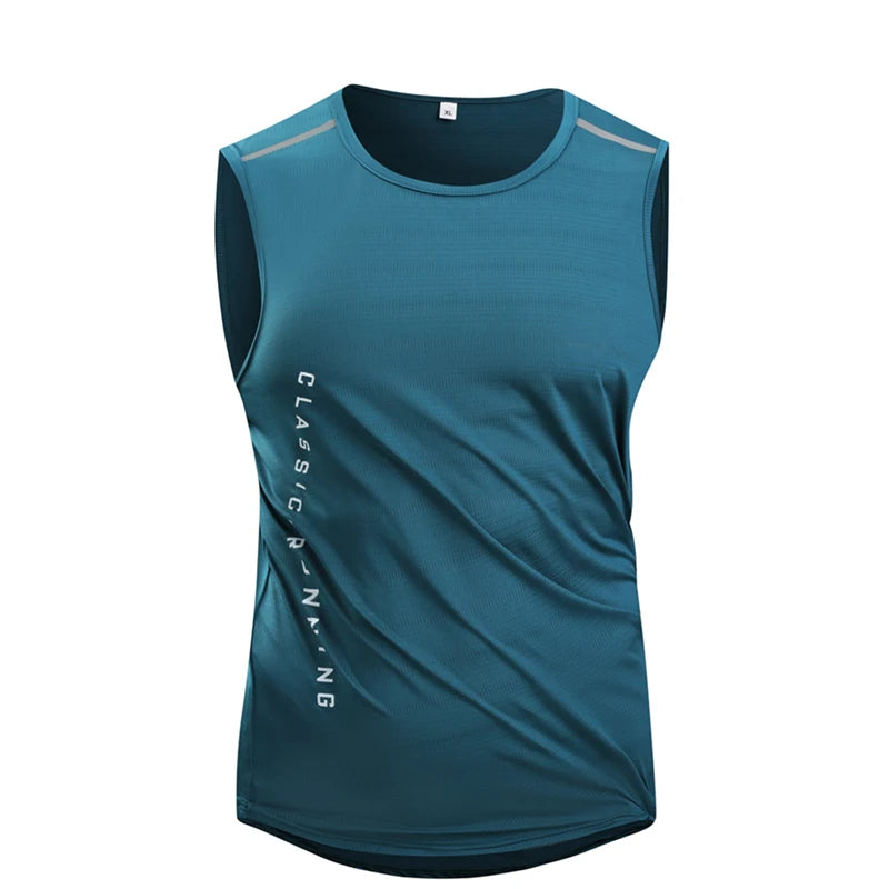 Chrlck Men’s Quick Drying Running Vest Breathable Mesh Sleeveless Gym Fitness Tank Top - Green / 4XL(85-92kg)
