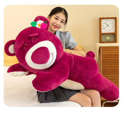 90cm Anime Toy Story Lots-o-Huggin Bear Plush Toy Kawaii Lying Sleeping Lotso Bear Plush Soft Stuffed Doll Pillow Birthday Gift
