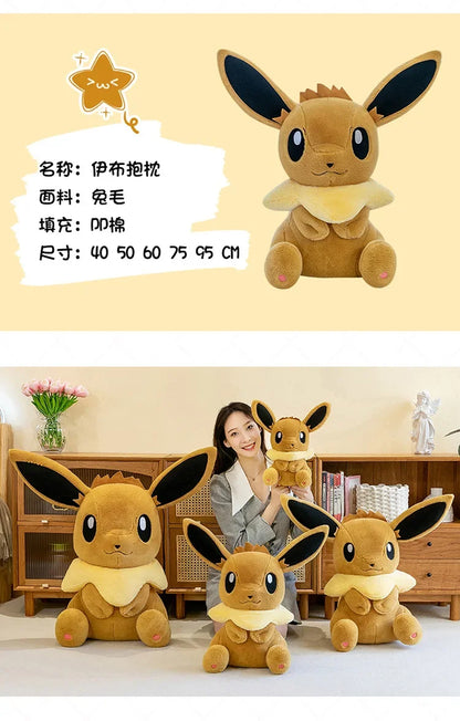 50/60/75CM Pokemon Eevee Plushies Cartoon Anime Kawaii Big Size Ornament Peluche Children Toy Stuffed Comfortable Soft Doll Gift