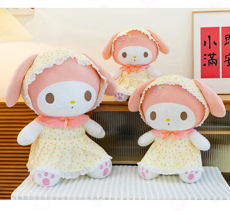 Cute Pastoral Girl Plush Toy Pink My Melody Doll Sleeping Hugging Gift for Kids Birthday Christmas Present for Girls Comforting