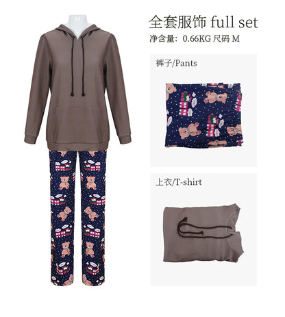 None Mira Light Purple Bear Pajamas Unisex Polyester Set