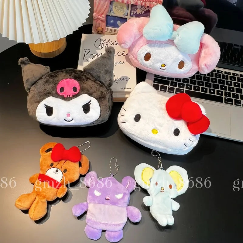 Cartoon Anime Bag Pencil Case and Coin Purse Kuromi My Melody KT Cat Plush Bag Anime Bag Cosmetic Bag Birthday Gifts Girl Women
