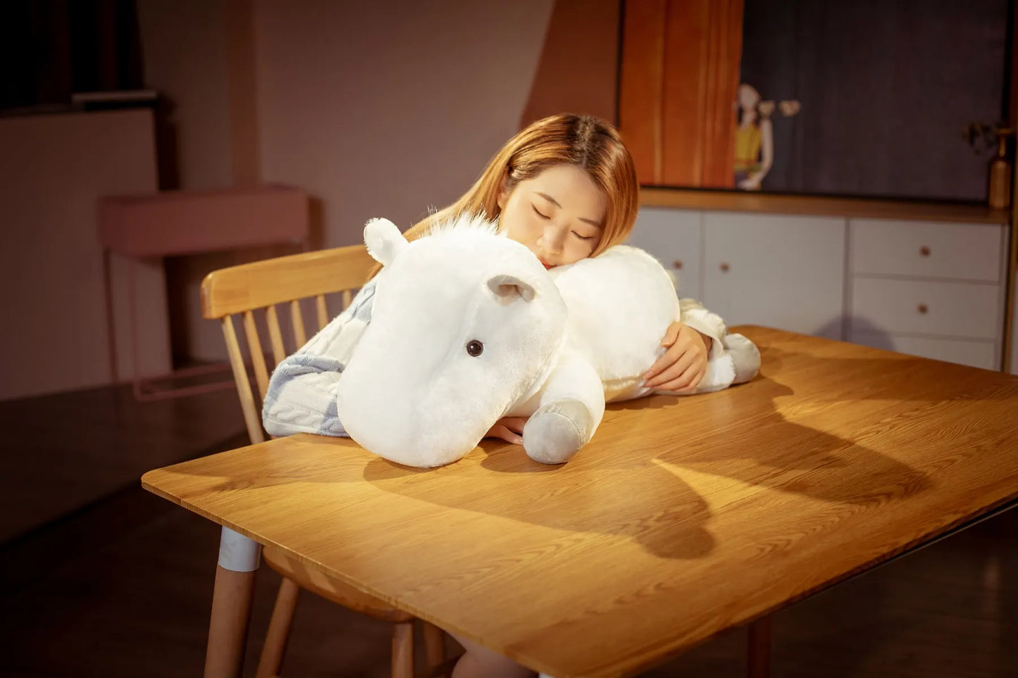 1 piece 55/70cm Soft BIg Round Head Horse Plush Toy Stuffed Pure White Horse Throw Pillow Stuffed Likelike Animals For Boy Gift