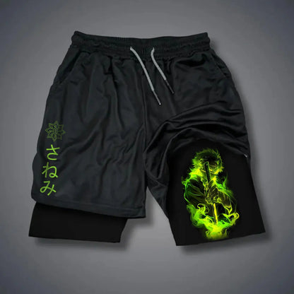 Demon Slayer Anime Men Gym Shorts Quick Dry Streetwear Summer Workout Sports Pants Sportswear Fitness Double-layer Beach Pants