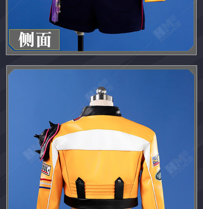 Anime KPop Demon Hunters Rumi Cosplay Costume Wig Yellow Leather Jacket Huntrix Uniform Halloween Party Women Girls Props iCoser