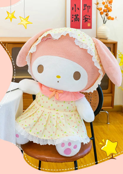 Cute Pastoral Girl Plush Toy Pink My Melody Doll Sleeping Hugging Gift for Kids Birthday Christmas Present for Girls Comforting
