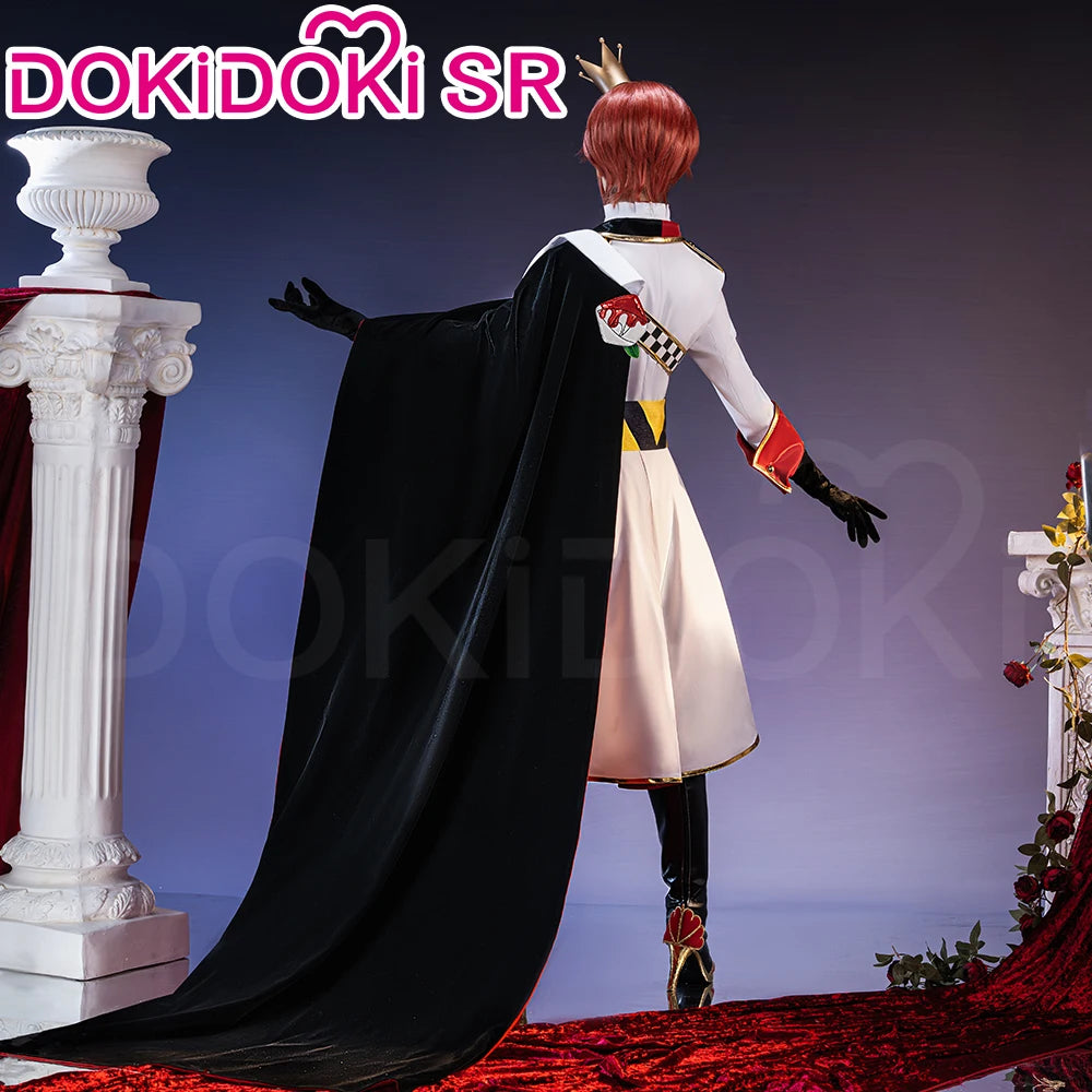 Riddle Cosplay Costume Anime【S-3XL】DokiDoki-SR Men Red King Uniform Halloween Riddle Rosehearts Cosplay Crown Plus Size