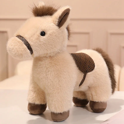 New Arrival Cute Saddle Pony Plushies Stuffed Animal Brown Horse Racehorse Soft Toys Birthday Xmas New Year Gift