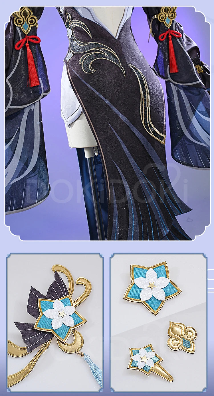 Shenhe Cosplay Costume Game Genshin Impact【XS-3XL】DokiDoki-N Shen He Skin Frostflower Dew Costume Lantern Rite Cosplay Plus Size