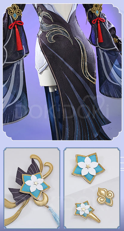 Shenhe Cosplay Costume Game Genshin Impact【XS-3XL】DokiDoki-N Shen He Skin Frostflower Dew Costume Lantern Rite Cosplay Plus Size