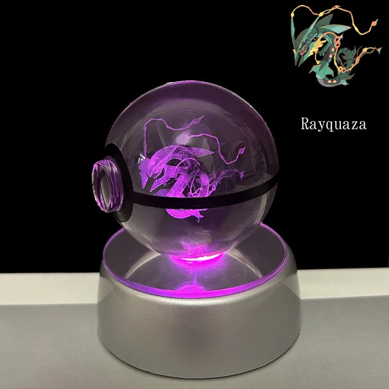 Pokemon 3D Crystal Ball Glastrier Charizard Eternatus Froakie Anime Game Pokeball Led Night Light Base Birthday Gift Home Decora