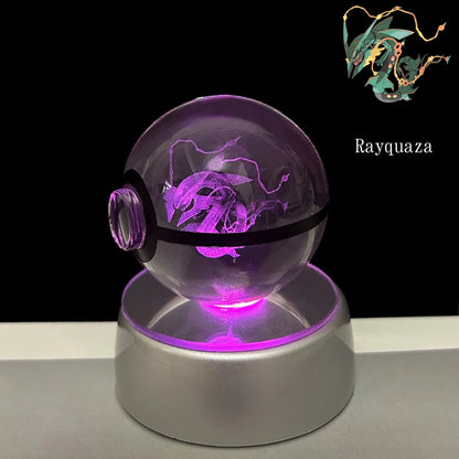 Pokemon 3D Crystal Ball Glastrier Charizard Eternatus Froakie Anime Game Pokeball Led Night Light Base Birthday Gift Home Decora